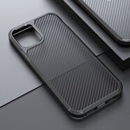 適用蘋(píng)果iPhone13手機(jī)殼15pro碳纖維透明硅膠軟邊保護(hù)殼套防摔全 石墨黑 iPhone13