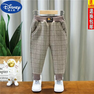 迪士尼（DISNEY）男童褲子加絨兒童長(cháng)褲秋冬裝一體絨男孩格子褲洋氣寶寶休閑褲外穿