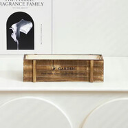 仿真花實木柵欄套裝假花雛菊盆栽裝飾花客廳裝飾品餐桌擺件 棕色木盒不帶花 長30厘米備注木盒顏色