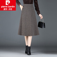皮爾卡丹（pierre cardin）千鳥(niǎo)格半身裙女秋冬長(cháng)裙a字毛呢冬裙小個(gè)子媽媽裙子時(shí)尚春秋半裙 千鳥(niǎo)格裙長(cháng)66cm. M 腰圍2尺