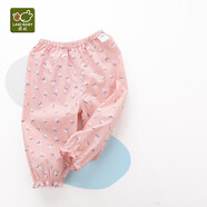 拉比童裝兒童褲子夏款男女童打底褲休閑長(cháng)褲透氣防蚊褲 玫瑰紅90