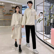 仕美綺情侶裝小眾設(shè)計(jì)感秋裝韓版連帽情侶衛(wèi)衣女裝兩件套裝外套班服 女兩件裝 M