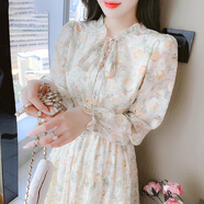 燕潯法式碎花高腰a字連衣裙女秋裝2025年早秋新款洋氣顯瘦氣質(zhì)中長裙 圖片色 M (建議95-110斤)