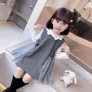 妍小希0-1-2-3-4-5-6歲女童春裝連衣裙套裝2025新款韓版兒童女寶公主裙 黑色 100碼(2-3歲85-95cm)
