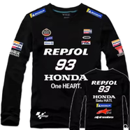 C2潮朝本田聯(lián)名motogp廠隊男機車騎行服純棉長袖93號馬奎斯同款衣服T恤 1 XXXL