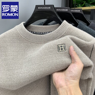 羅蒙（ROMON）一體絨圓領(lǐng)毛衣男秋冬新款加厚加絨保暖上衣雪尼爾套頭打底針織衫 加絨 駝色【加厚】 175/XL 【體重135-150斤】