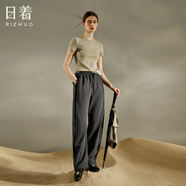 日著設(shè)計師女裝2025秋季新款運動休閑寬松顯瘦高級窄版直筒長褲子 灰色 S