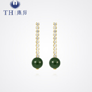 唐后（TH）碧玉耳環(huán)女歐美高級感輕奢長款925銀耳釘寶石耳墜送紀念禮物 簡潔耳環(huán)