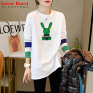 LOVER RUCCI白色加厚打底衫女秋冬2025新款內(nèi)搭疊穿中長款遮屁股上衣長袖t恤 991-144白色 M 適合95-110斤