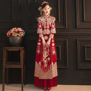 龍曼尼仕秀禾服新娘婚紗2025新款中式嫁衣結(jié)婚禮服情侶裝古裝婚禮服 311披肩加鉆款（僅女裝） S