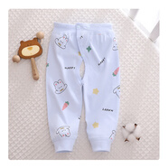 小三月新生嬰兒兒褲子開(kāi)檔純棉a類(lèi)0-3-6個(gè)月女寶寶秋褲嬰兒開(kāi)襠褲子全棉 M-977星星兔藍 80cm