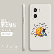小寸心 榮耀x40手機殼榮耀x40gt保護套全包防摔直邊液態(tài)硅膠個性創(chuàng)意卡通宇航員軟殼 榮耀X40gt【象牙白-YT007舉旗宇航員】
