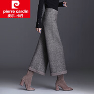 皮爾卡丹（pierre cardin）女裝毛呢闊腿褲女秋冬2025年新款高腰垂寬松褲腿褲九分毛呢闊腳 咖色 302XL