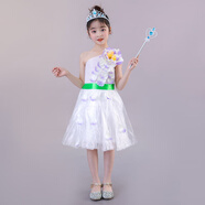 環(huán)保服裝兒童時裝秀女生兒童子時裝秀環(huán)保服幼兒園廢物利用塑料袋手工制作走秀環(huán)保服裝 白色斜肩牡丹仙子 +皇冠 140cm身高140體重60斤左右