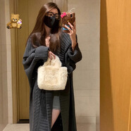 巧丂法式慵懶風(fēng)灰色中長(zhǎng)款毛衣外套女秋冬季2024新款寬松外穿針織開(kāi)衫 慵懶風(fēng)毛衣中長(zhǎng)款灰色 厚款 均 碼