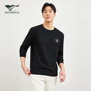 七匹狼【不易變形】長袖T恤男華夫格圓領體恤衫柔軟舒適男裝衣服上衣 001(黑色) 2XL 180/96A