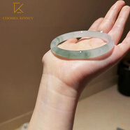 CHOMEL KINSEY新疆天山翠玉手鐲翡翠平替玉鐲女雪翠鐲時(shí)尚款送女朋友圣誕節禮物 內徑55-56mm天山翠冰料飄花 下單記得備注尺寸