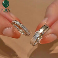 KULV白金對(duì)戒pt950莫桑石鉆戒指情侶送女朋友求婚情人節(jié)生日禮物 蒹葭白露鉑金對(duì)戒/ 國(guó)檢證書(shū)/專 閉口號(hào)碼付款備注既可/尺寸未知