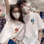 MDlila《兩件裝》情侶裝夏季衣服短袖t恤套裝一男一女寬松上衣班服定制 男白+女白-愛心 XL 男+女M