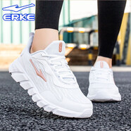 鴻星爾克（ERKE）女鞋運(yùn)動鞋女跑鞋減震輕便網(wǎng)面透氣回彈戶外休閑女士慢跑步鞋子R 3305正白/粉金 35