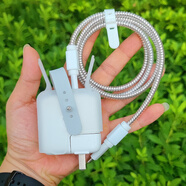 適用MAC蘋(píng)果MacBook Air充電器電源保護套M2數據線(xiàn)保護線(xiàn)M3繩pro 29/30w/35W豎版插頭殼+2米銀色線(xiàn)+防斷卡