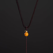 萬(wàn)寶資手工編織簡(jiǎn)約可綁?mèng)浯涞鯄嫆炖K玉佩項鏈繩男女士調節紅黑掛墜繩子 咖繩調節黃玉款