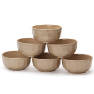 殼氏唯（HUSKS WARE）稻殼飯碗簡約中式家用湯碗面碗泡面碗沙拉碗大碗碗筷整套餐具套裝 木紋湯面碗15cm*6.8cm（6個）