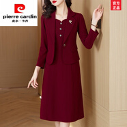 皮爾卡丹喜婆婆婚宴裝平時(shí)可穿連衣裙女2024新款春秋結(jié)婚禮服高貴套裙 酒紅色(套裝) 2XL (125-135斤)