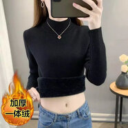 東方鴨100%羊毛衫加絨加厚一體絨毛衣女秋冬內(nèi)搭大尺碼半高領(lǐng)套頭打底針 黑色M 加厚一體絨 L 111-120斤