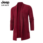 JEEP SPIRIT漫威毒液2025秋冬季新款男中長(cháng)款開(kāi)衫毛衣外套針織衫歐美風(fēng)毛線(xiàn)衣 酒紅色 M