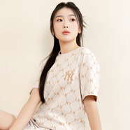 美職棒（MLB）官方短袖女新款2025年張凌赫同款老花上衣半袖男運(yùn)動(dòng)夏裝寬松T恤 紐約洋基隊(duì)/奶油色 S 165/88A