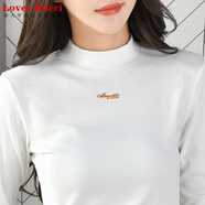 LOVER RUCCI半高領(lǐng)咖色打底衫女春秋女士純棉長(zhǎng)袖t恤衫修身內(nèi)搭上衣小衫 白色 M (90-105斤)