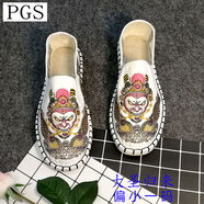 刺繡老北京布鞋印花西山布鞋男女社會(huì )鞋繡花豆豆鞋時(shí)尚韓版一腳蹬 白大圣 37
