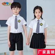 蘿卜唄唄 新款夏季兒童禮服女童演出服表演服畢業(yè)服 幼兒園男女舞臺大合唱禮服小西裝 男童黑色四件套（襯衫+短褲+領帶+胸標） 140cm，建議體重50-58斤