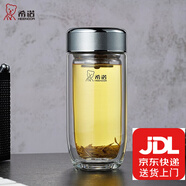 希諾（HEENOOR） 雙層玻璃杯抗菌鵝蛋泡茶杯隔熱男女士高檔車載水杯杯子免費刻字 1915A煙灰色抗菌送杯套230毫升
