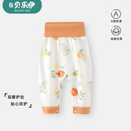 貝樂咿嬰兒開襠褲高腰護肚四季款0-2歲男女寶寶純棉按扣可開檔打底褲 6211蠟筆水果 100 （推薦2-3歲）