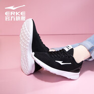鴻星爾克休閑鞋女鞋新款舒適緩震厚底增高運動鞋女學(xué)生透氣慢跑步鞋 黑色（猜你喜歡） 39