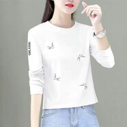 尚濤t恤女長(cháng)袖春秋季2025新款韓版女裝寬松體恤上衣打底衫女 白色（四葉草） M 建議60-80斤