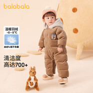 巴拉巴拉嬰兒連體衣寶寶羽絨服2023抱衣爬服拼接秋冬裝天鵝絨