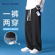 NASA GOOD牛仔褲男四季舒適寬松直筒男褲港風(fēng)休閑長(zhǎng)褲子男 黑色 3XL