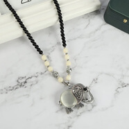 芠拉復古時(shí)尚貓眼石項鏈女民族風(fēng)長(cháng)款氣質(zhì)毛衣鏈花朵鑲鉆百搭配飾 19-貓眼白水晶象