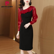 皮爾卡丹（pierre cardin）氣質(zhì)時(shí)尚名媛連衣裙春裝2023新款平時(shí)可穿女士包臀裙女裝洋氣裙子 紅色 L100-110斤