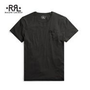RRL男裝 經(jīng)典款棉質(zhì)平紋針織口袋T恤RL90045 001-黑色 M