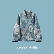 TAGD中國官方品牌店 花卉民族風(fēng)夾克春季潮牌個(gè)性翻領(lǐng)外套男女同款 藍色（款式偏寬松） M （建議身高165-175）