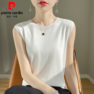 皮爾卡丹（pierre cardin）2025春新款圓領(lǐng)吊帶背心女內(nèi)搭配打底衫羊·毛衫針織衫無(wú)袖上衣 白色 2XL 135-145