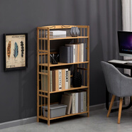 木馬人多層簡(jiǎn)易書(shū)架落地層架置物架儲物柜子收納架展示柜書(shū)房書(shū)柜辦公架 【整體純竹】原色-四層70長(cháng)