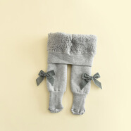 忻悅晴女童打底褲秋冬加絨加厚嬰兒連腳寶寶連體襪一體絨保暖兒童連褲襪  云朵絨-1灰色 1條 2-4歲 褲長(cháng)50CM 建議身高86-95CM