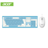 宏碁（acer）鍵盤 靜音設計 機械手感薄膜有線游戲背光發(fā)光臺式電腦筆記本辦公鍵盤鼠標 OKBOAO鍵盤+鼠標（藍白）無光
