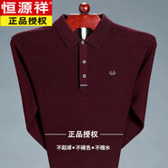 恒源祥【高端】純棉長(cháng)袖T恤男春秋季中年純色針織打底衫休閑舒適翻領(lǐng)男 HYX8828S紅色 175/88A