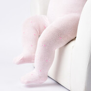 青莓2023春秋夏薄款嬰兒打底襪子提花寶寶連褲襪純棉開(kāi)襠女童兒童幼兒 粉紅色 0-6個(gè)月【15-17碼】